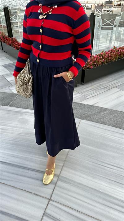 Lacivert Gabardin Skirt