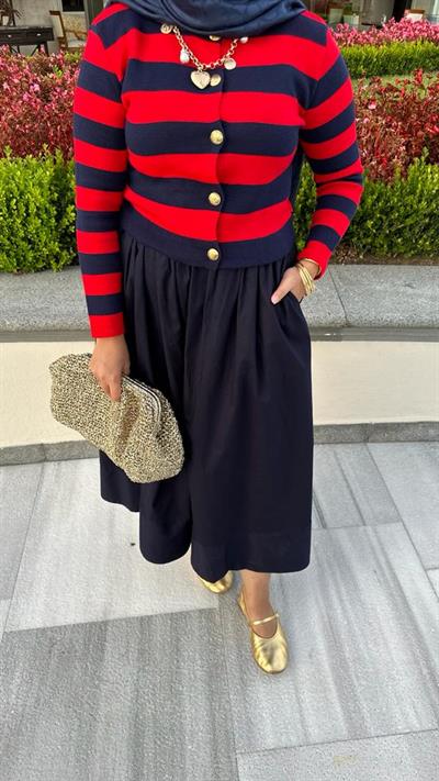 Lacivert Gabardin Skirt