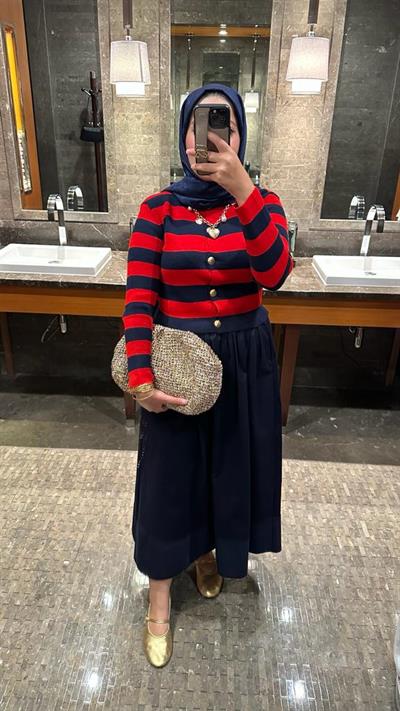 Lacivert Gabardin Skirt