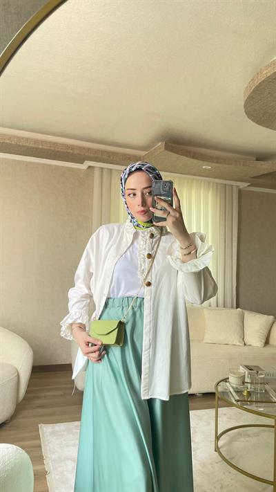 Mint Yeşili Saten Skirt