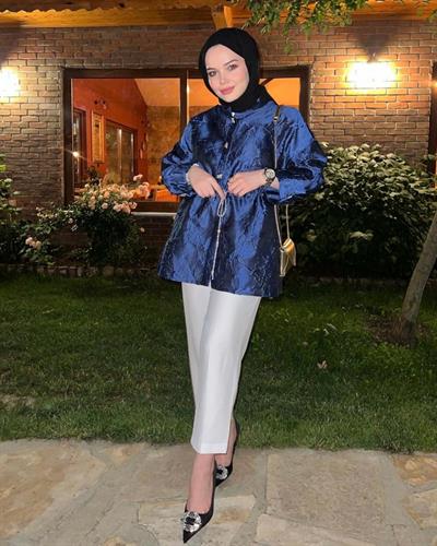 Perla Bluz Gece Mavisi