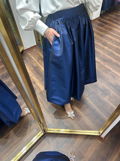 Tafta Balon Etek Lacivert