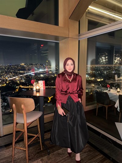 Tafta Balon Etek Siyah