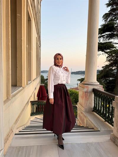 Tafta Balon Etek Vişne