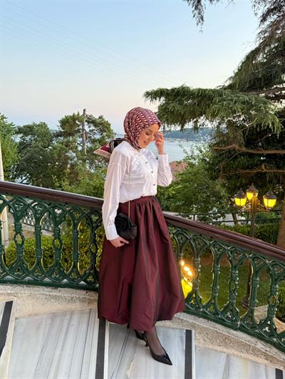 Tafta Balon Etek Vişne