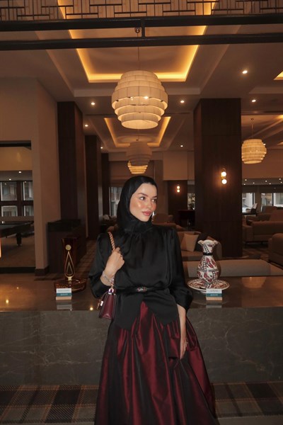 Tafta Balon Etek Vişne