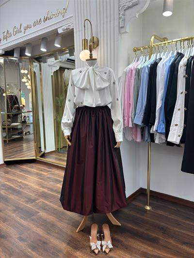 Tafta Balon Etek Vişne