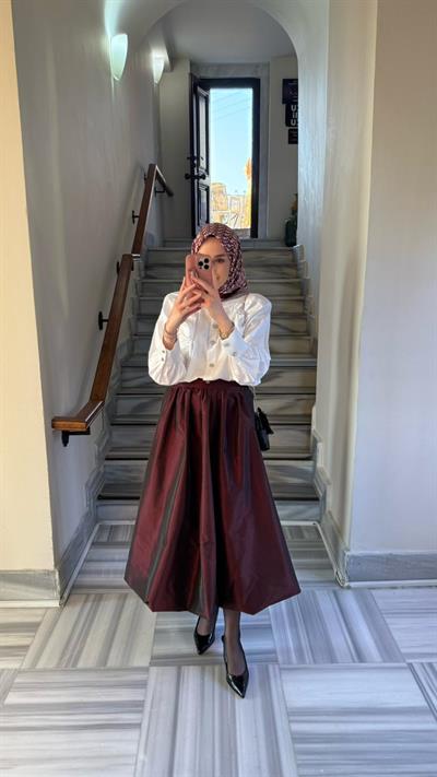 Tafta Balon Etek Vişne