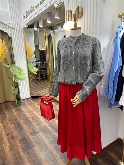 Taşlı Yün Kazak Gri