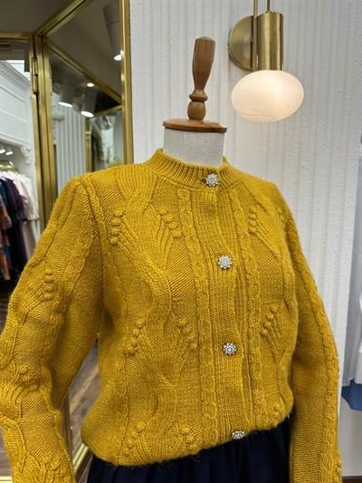 Taşlı Yün Kazak Hardal