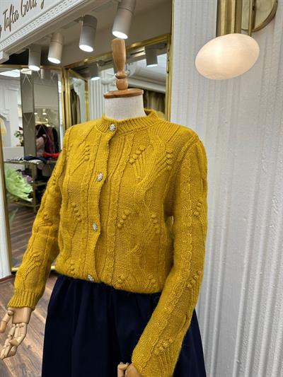 Taşlı Yün Kazak Hardal