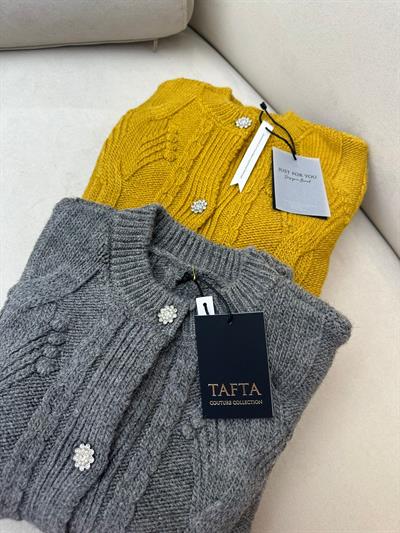 Taşlı Yün Kazak Hardal