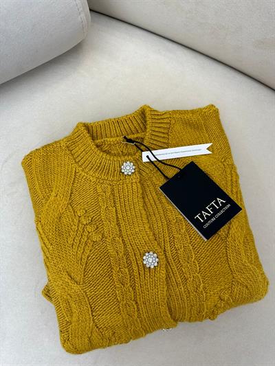 Taşlı Yün Kazak Hardal