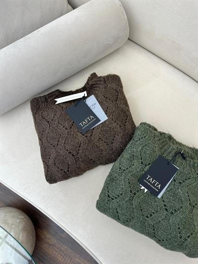 Zincir Triko Yün Kazak Kahve 