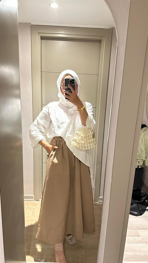 Camel Gabardin Etek
