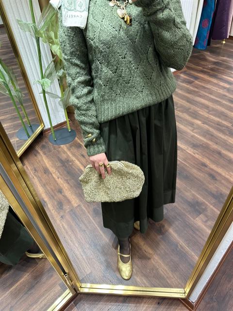 Haki Gabardin Skirt