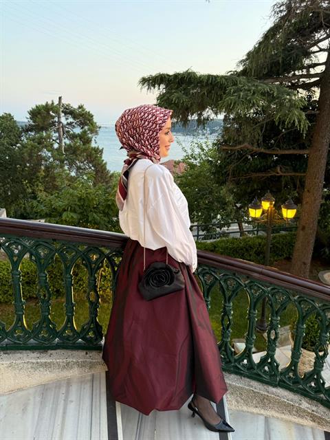 Tafta Balon Etek Vişne