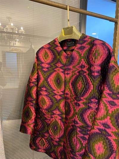 Colorful İpek Kapitone Ceket Pembe