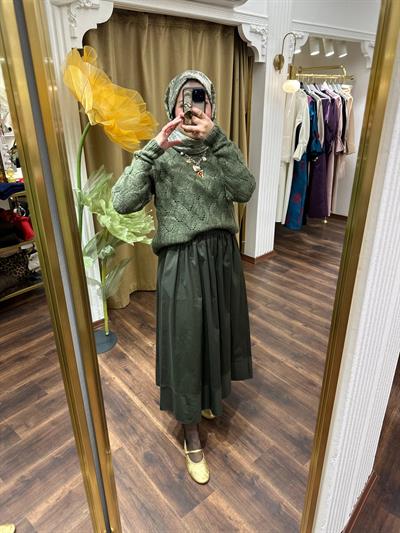 Haki Gabardin Skirt