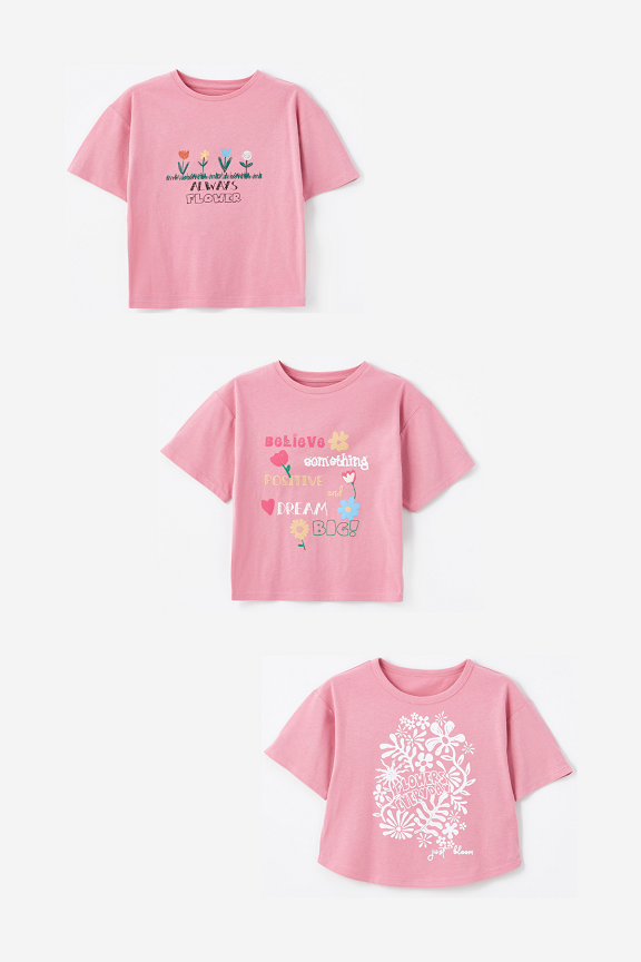 3 lü Set - Örme Baskı Detaylı Tshirt