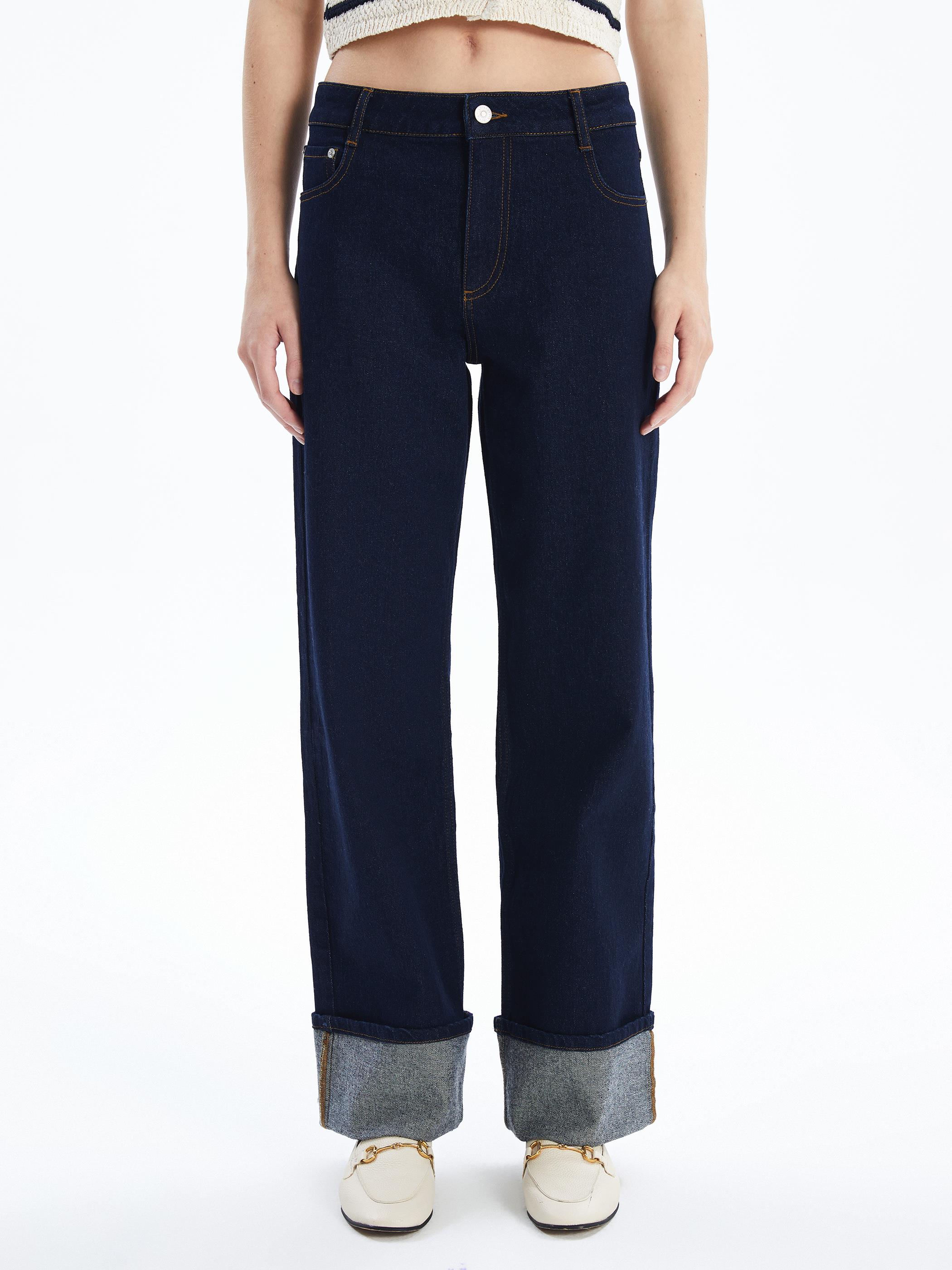 Alaska - Yüksel Bel Wide Leg Denim Pantolon - Mavi Renk