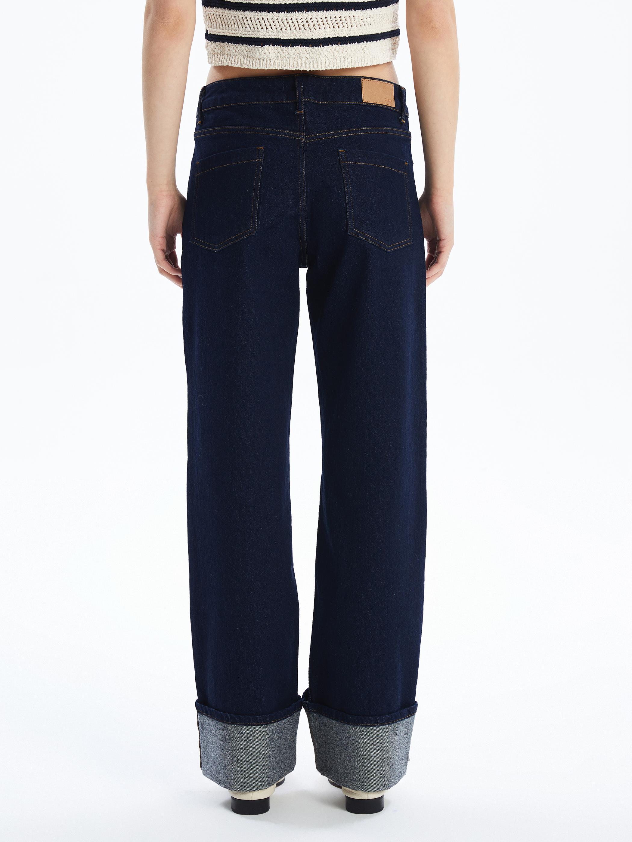 Alaska - Yüksel Bel Wide Leg Denim Pantolon - Mavi Renk