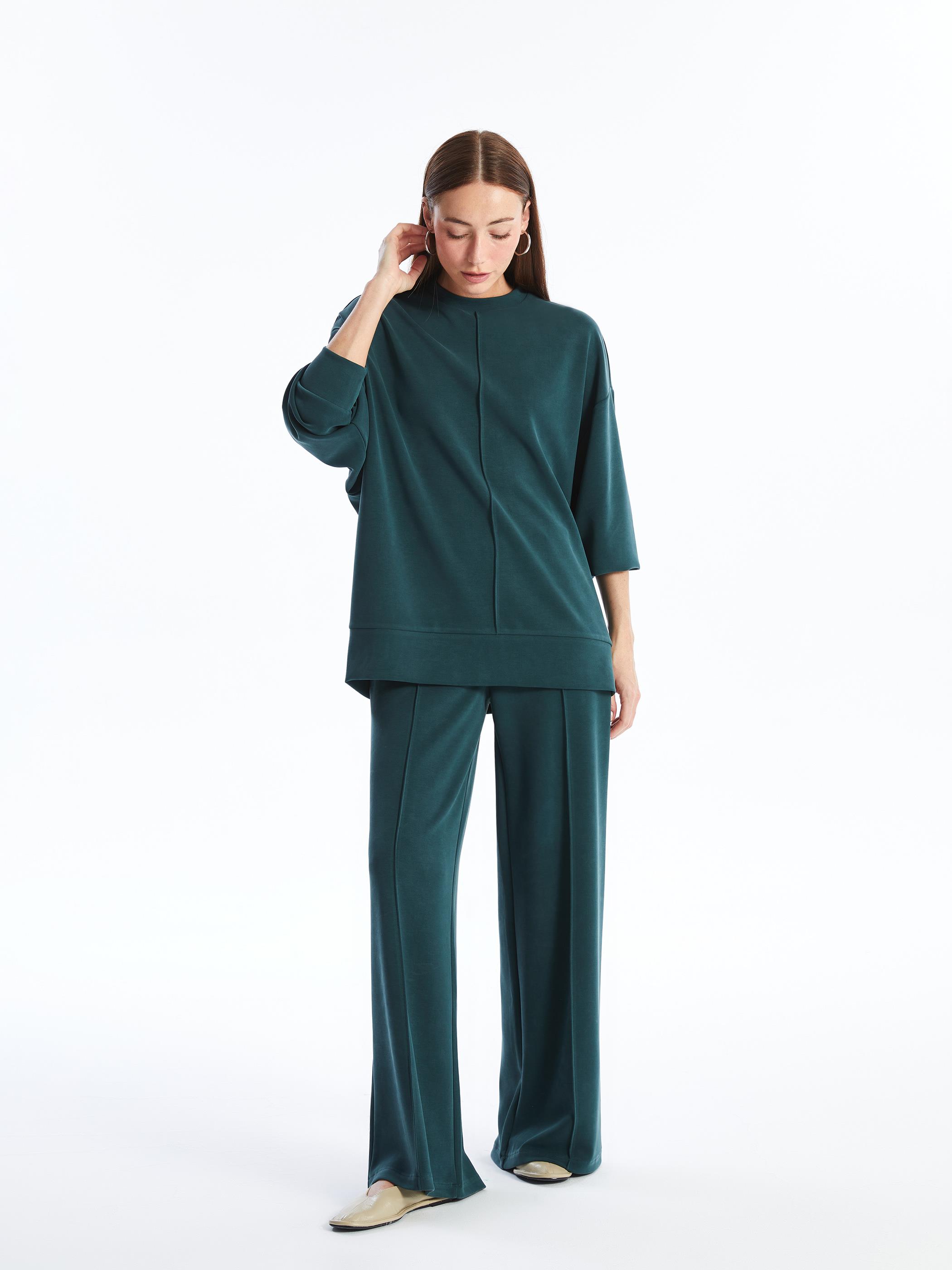 Aversa - Modal Oysho Kumaş Oversize Uzun Kollu Sweatshirt - Yeşil