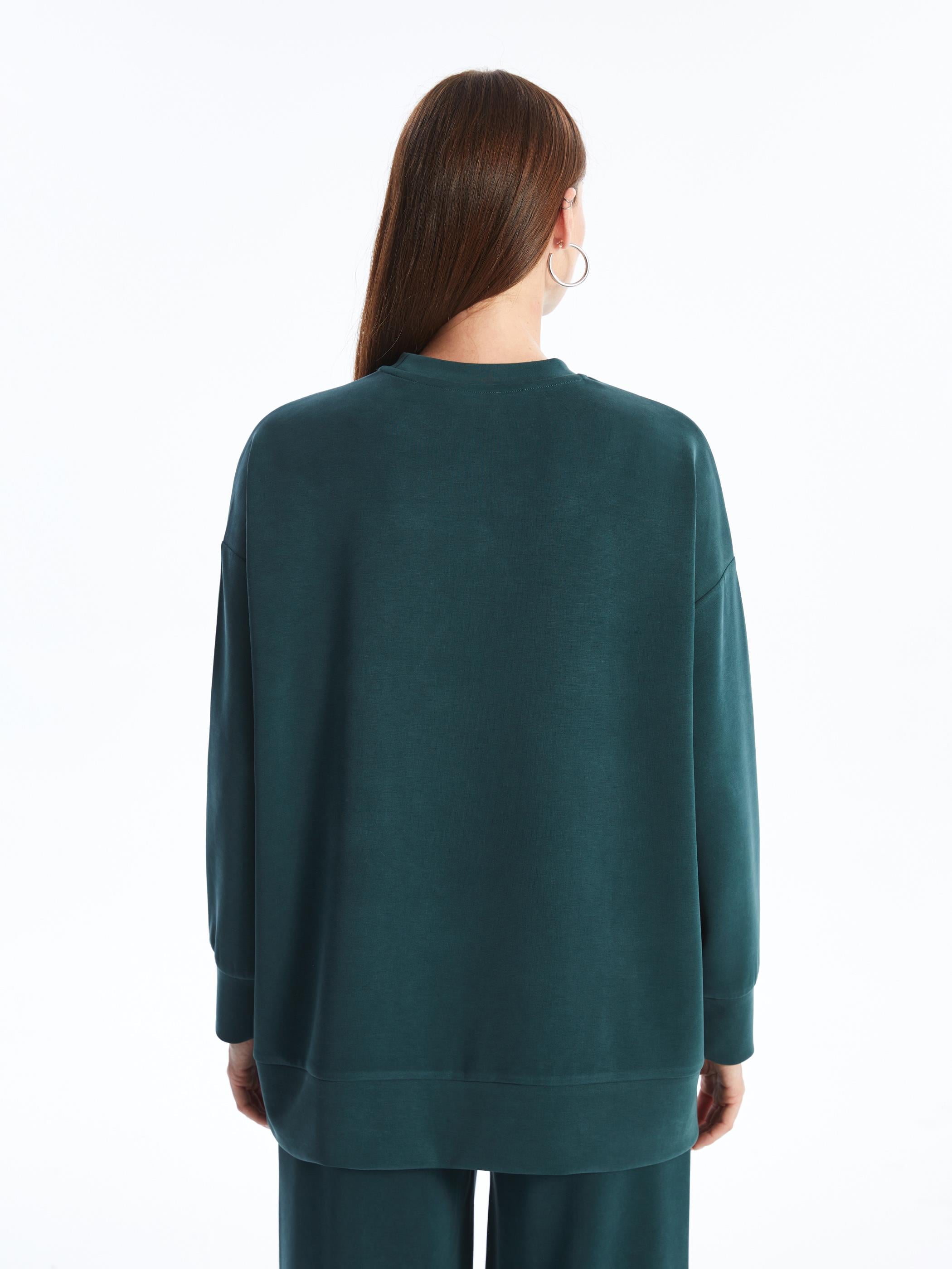 Aversa - Modal Oysho Kumaş Oversize Uzun Kollu Sweatshirt - Yeşil