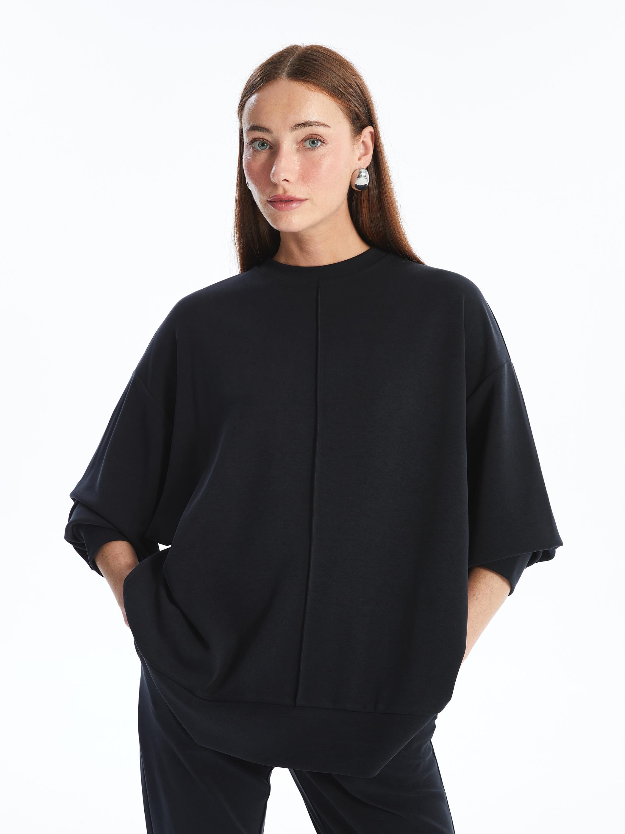 Aversa - Modal Oysho Kumaş Oversize Uzun Kollu Sweatshirt - Antrasit
