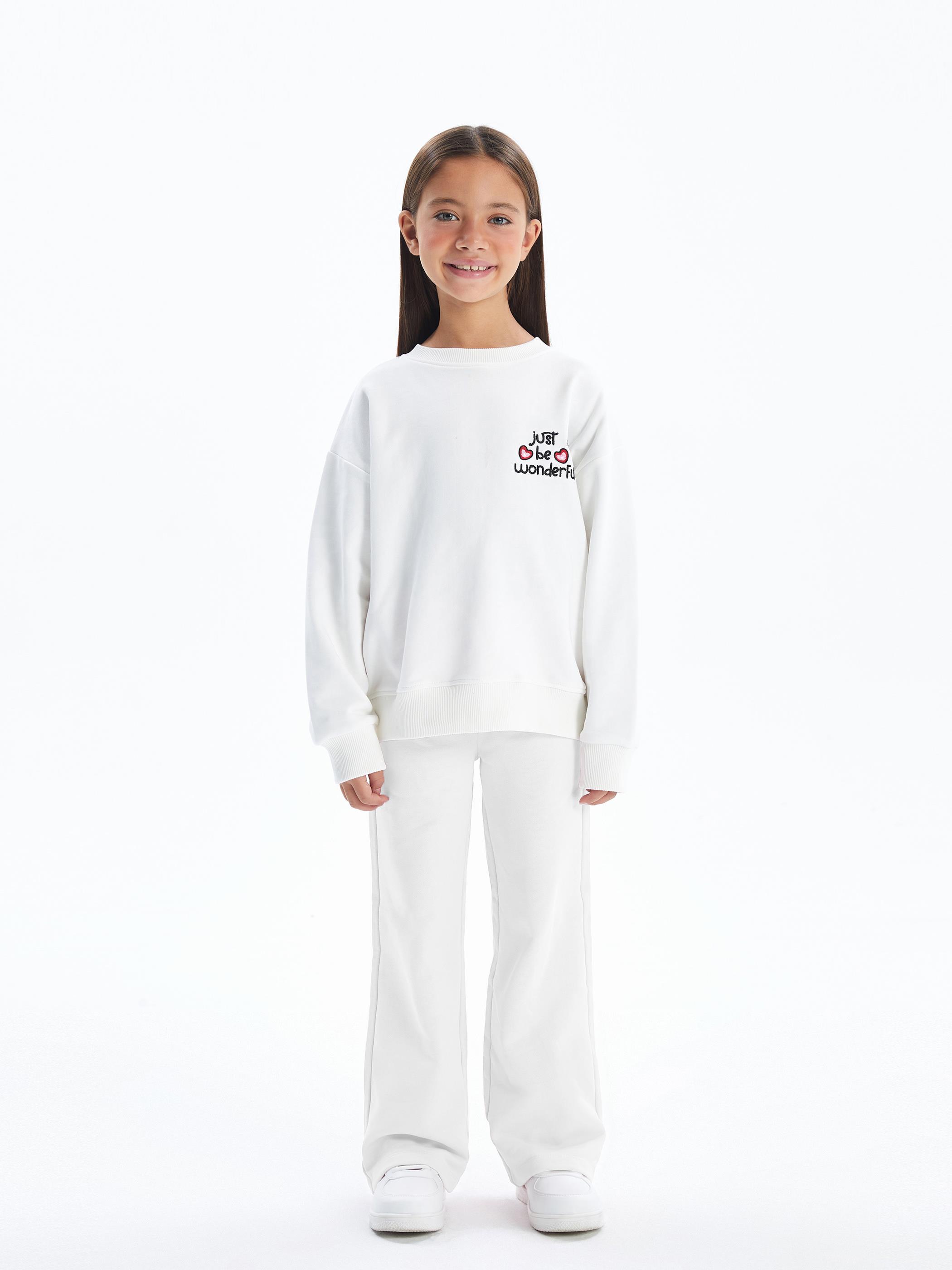 Bow Legging - Beli Lastikli Örme Pantolon - Beyaz Renk