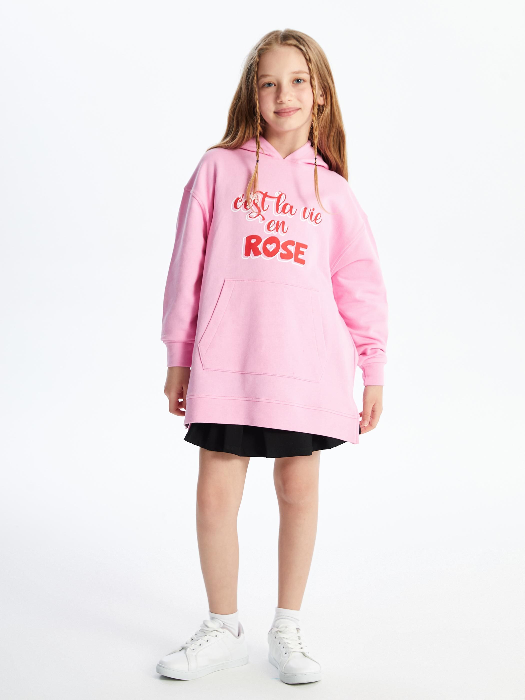 Campinas - Örme Baskı Detaylı Sweatshirt - Pembe Renk