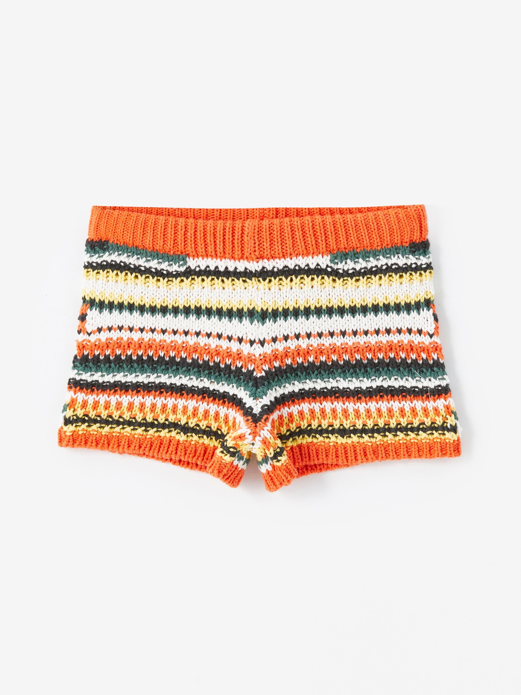 Ely - Örme Detaylı Beli Lastikli Kısa Şort - Çok Renkli