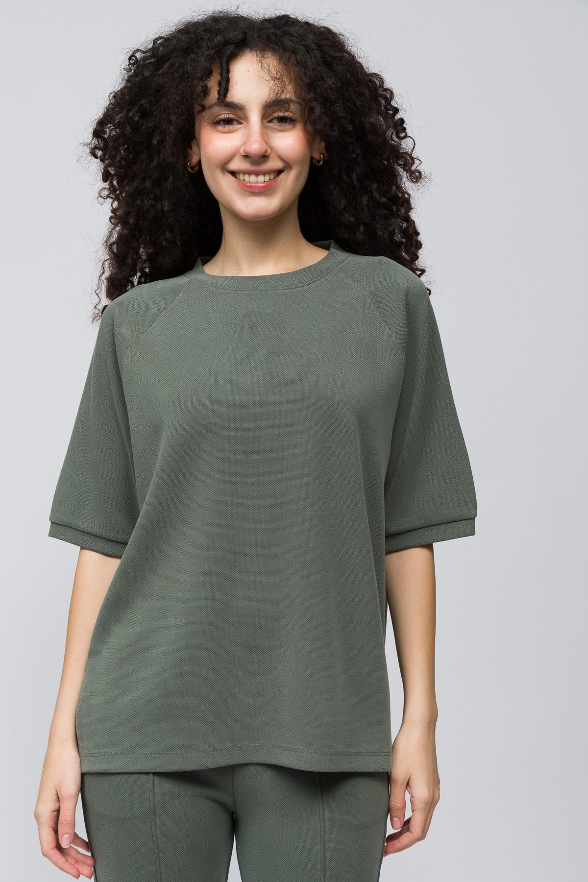 Huelva - Pike Modal Kumaş Kısa Kolu Tshirt - Yeşil Renk