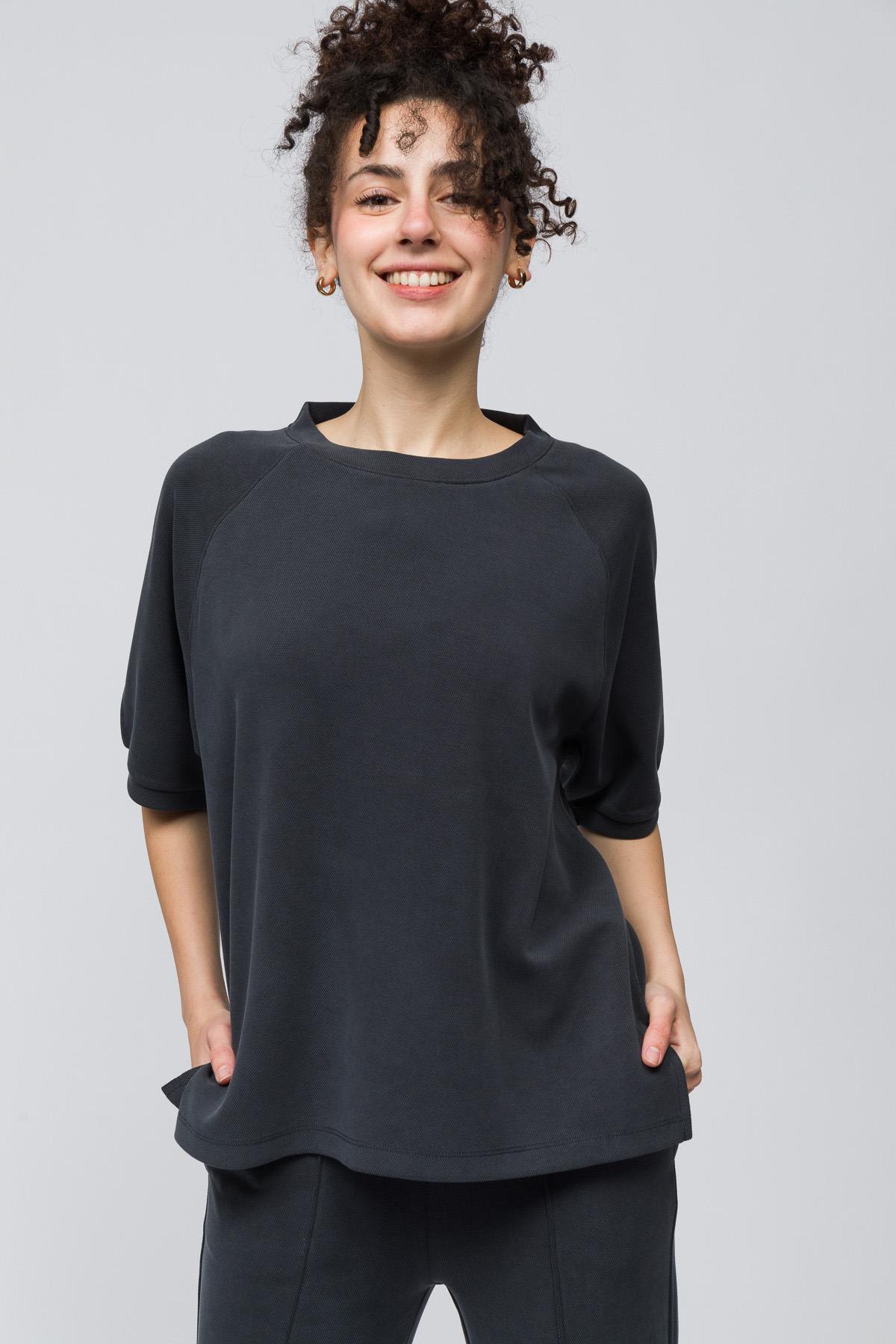 Huelva - Pike Modal Kumaş Kısa Kolu Tshirt - Antrasit Renk