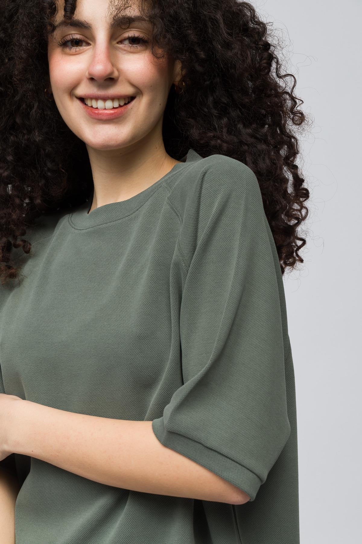 Huelva - Pike Modal Kumaş Kısa Kolu Tshirt - Yeşil Renk