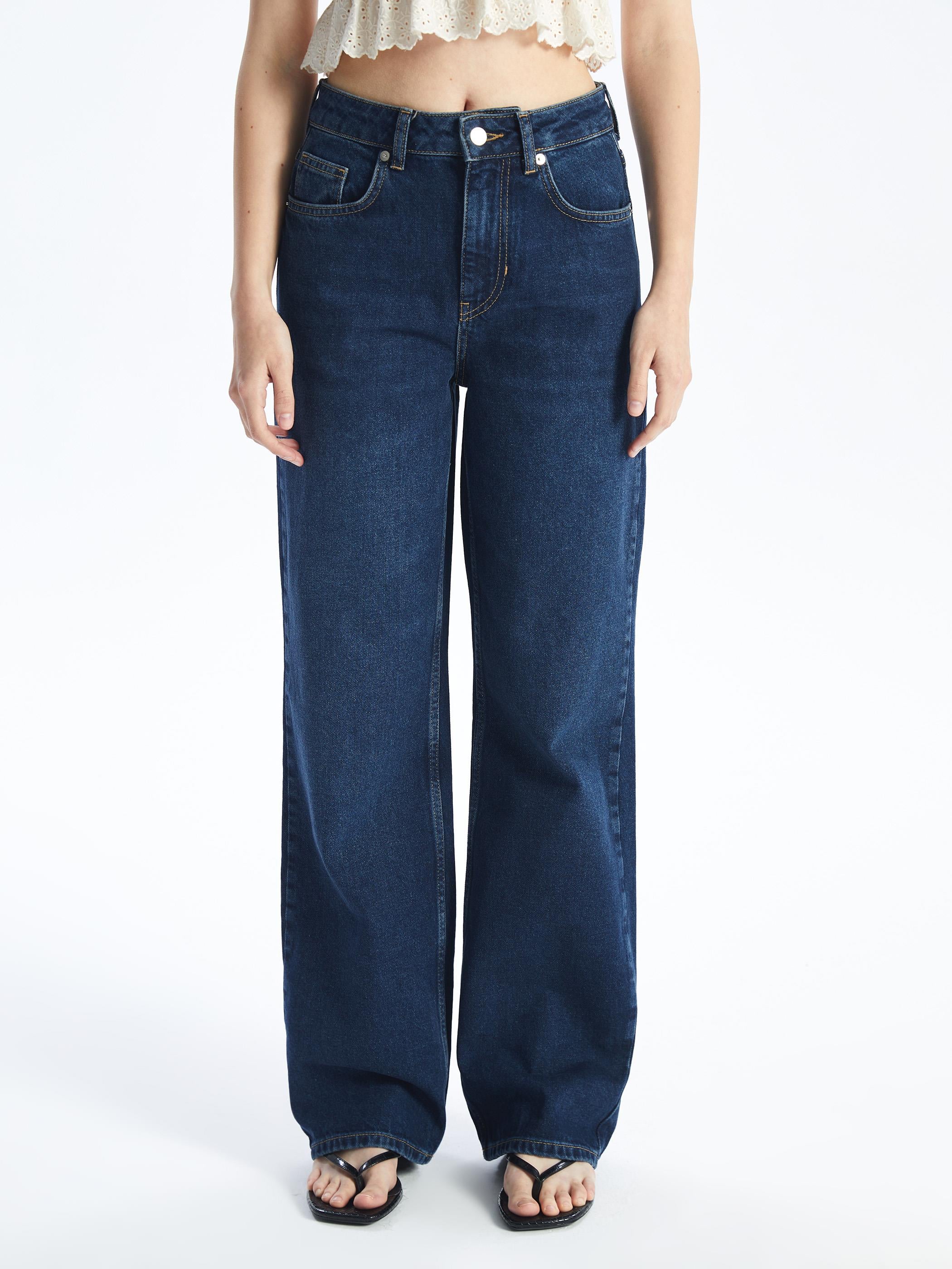 Jean Düz Palazzo Kalıp Pantolon - Mid