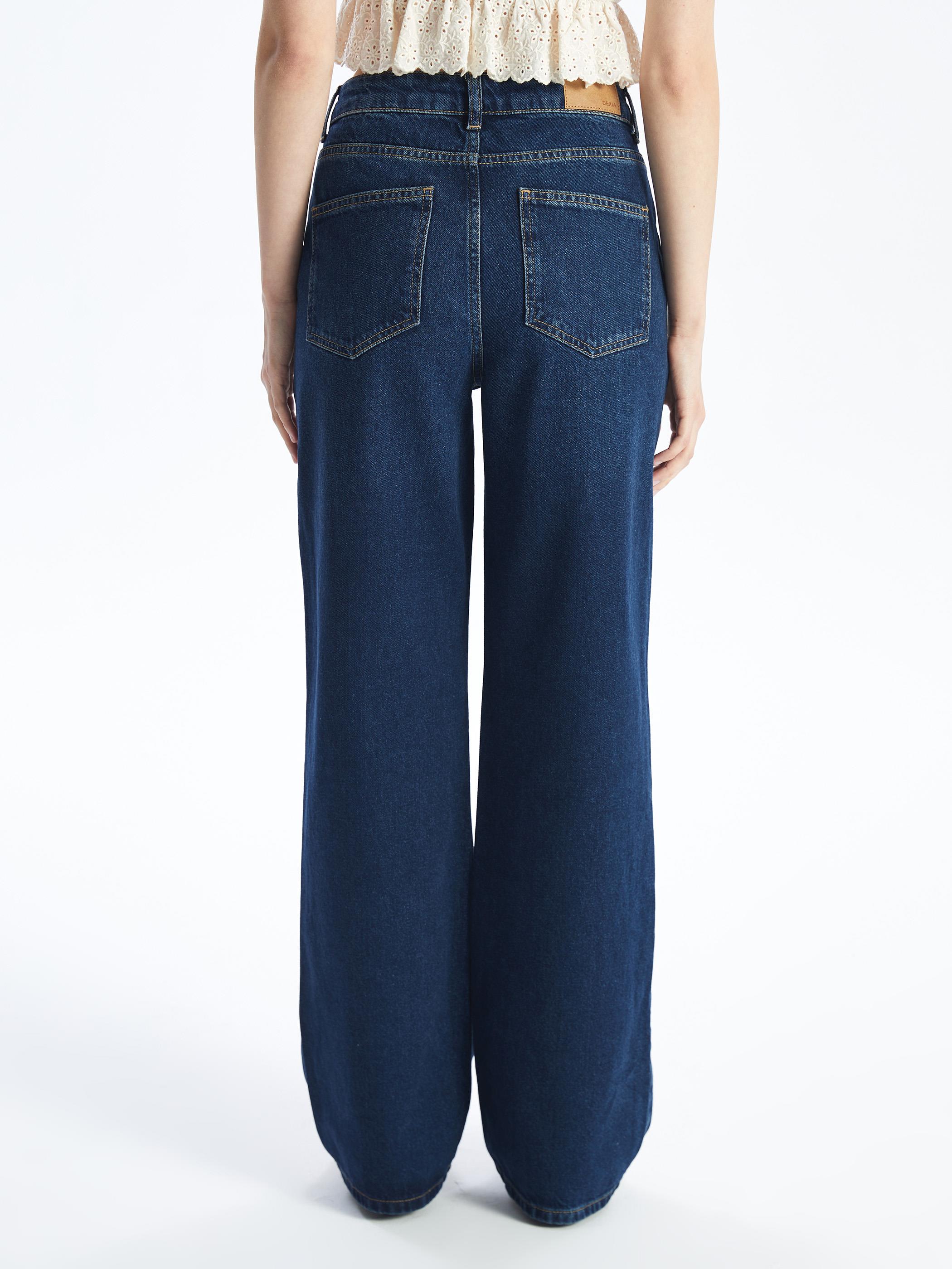 Jean Düz Palazzo Kalıp Pantolon - Mid