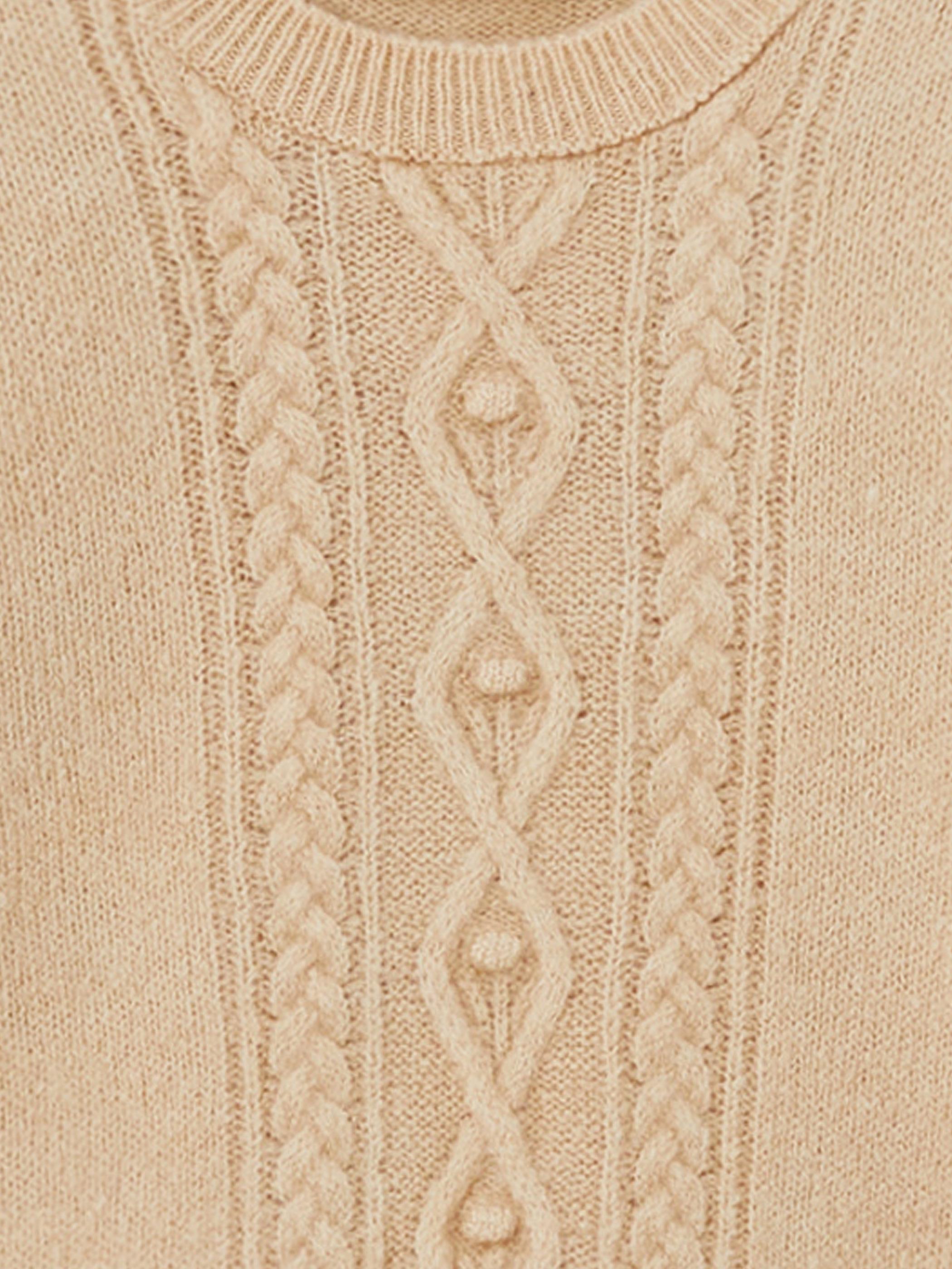 Lace Collar Jumper - Yaka ve Etek Ucu Dantel Detaylı Triko Kazak  - Bej Renk