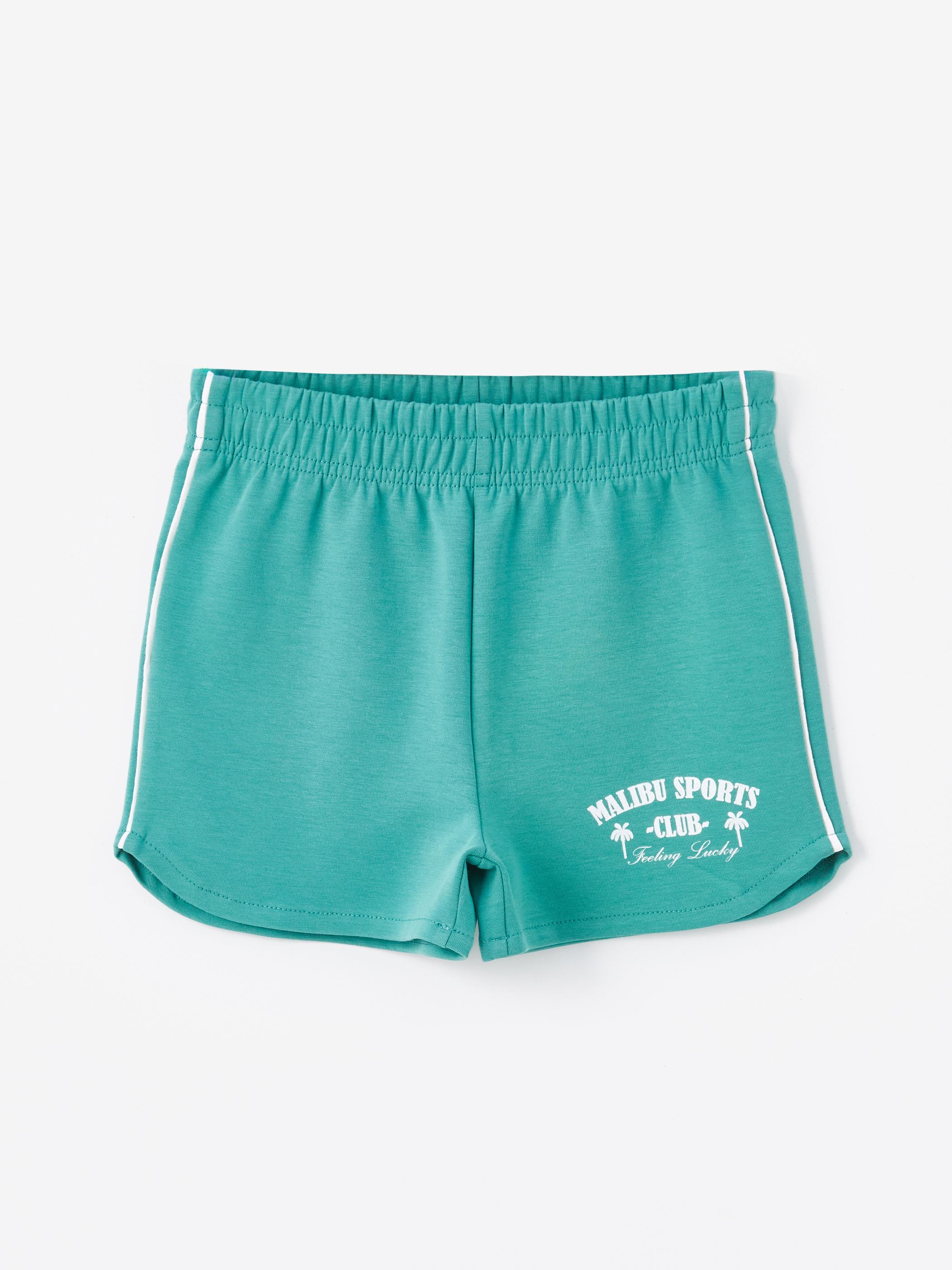 Malibu - Örme Baskılı Şort - Yeşil