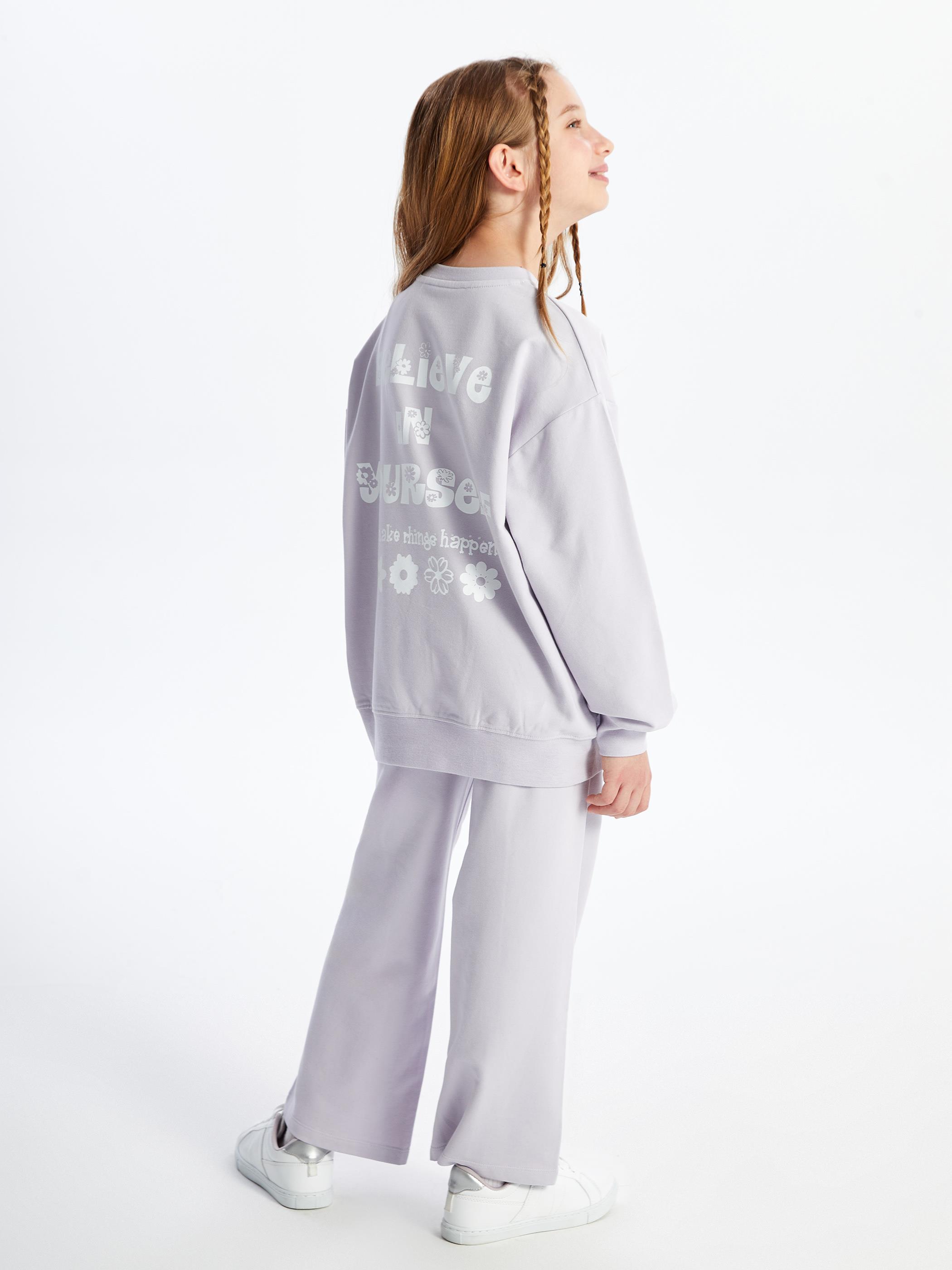 Maringa - Örme Baskı Detaylı Sweatshirt - Lila Renk