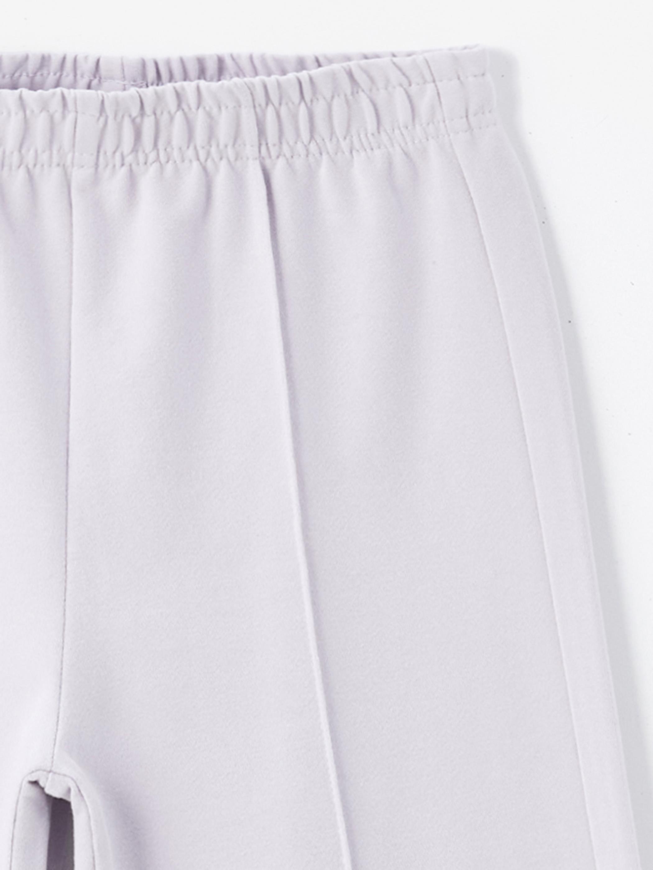 Maringa - Örme Nervür Detaylı Bol Paça Pantolon - Lila Renk