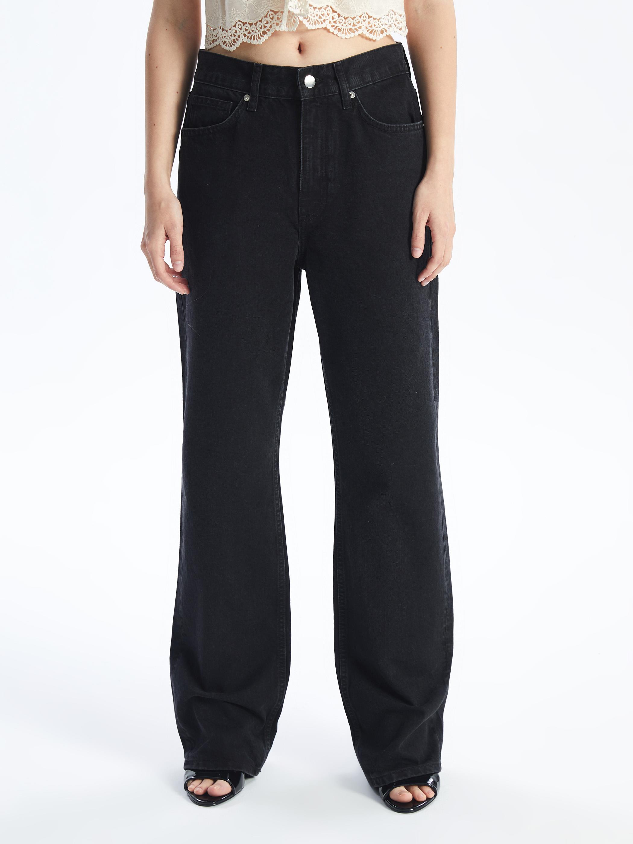 Marsilya - Düz Straight Fit %100 Pamuk Normal Bel Denim Pantolon - Siyah