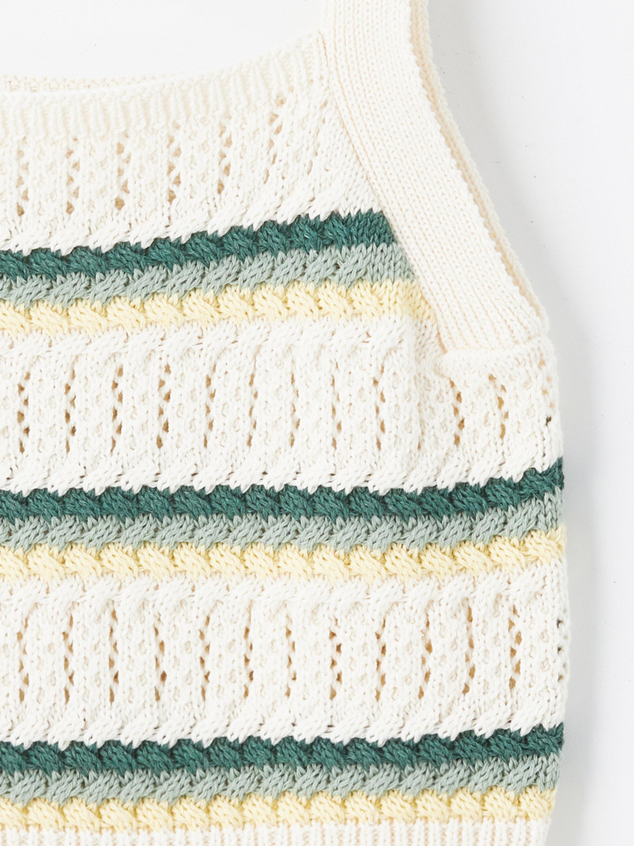 Palmira - Örgü Detaylı Çizgili Triko Bluz - Yeşil Stripe