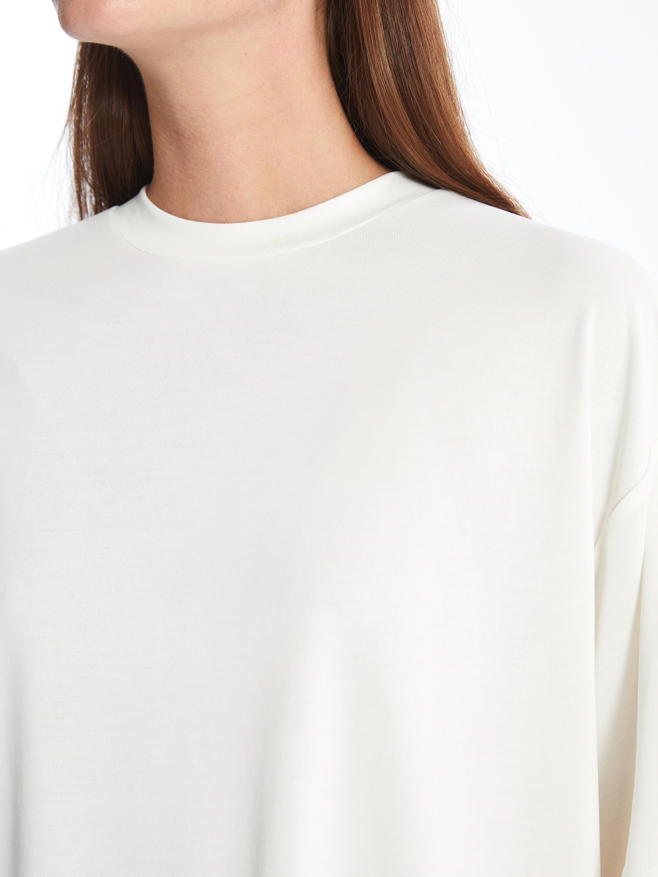 Pau - Modal Oysho Kumaş Düz Oversize Tshirt- Ekru