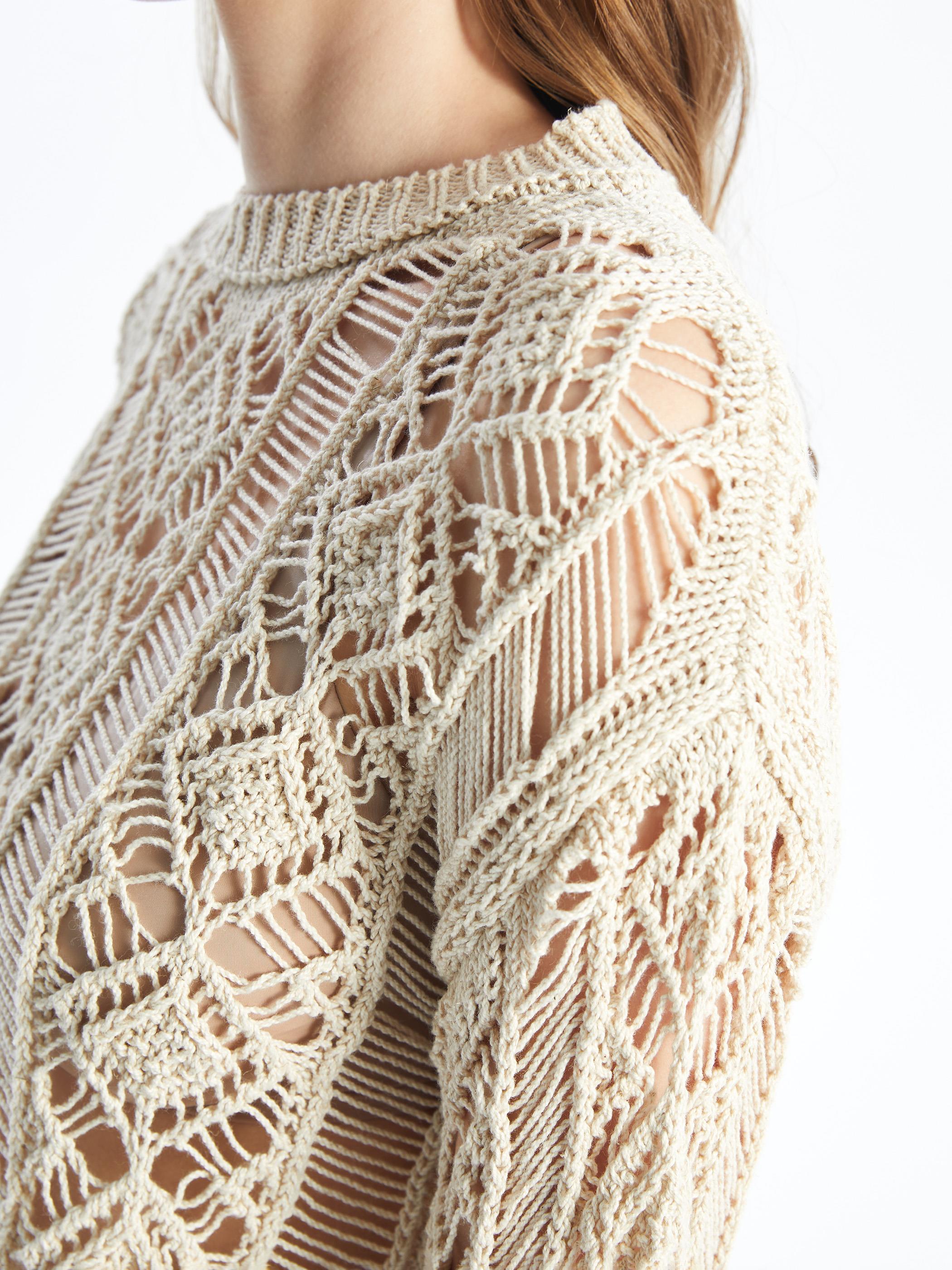 Pesarno - Örgü Detaylı Uzun Kollu Triko - Ekru Renk