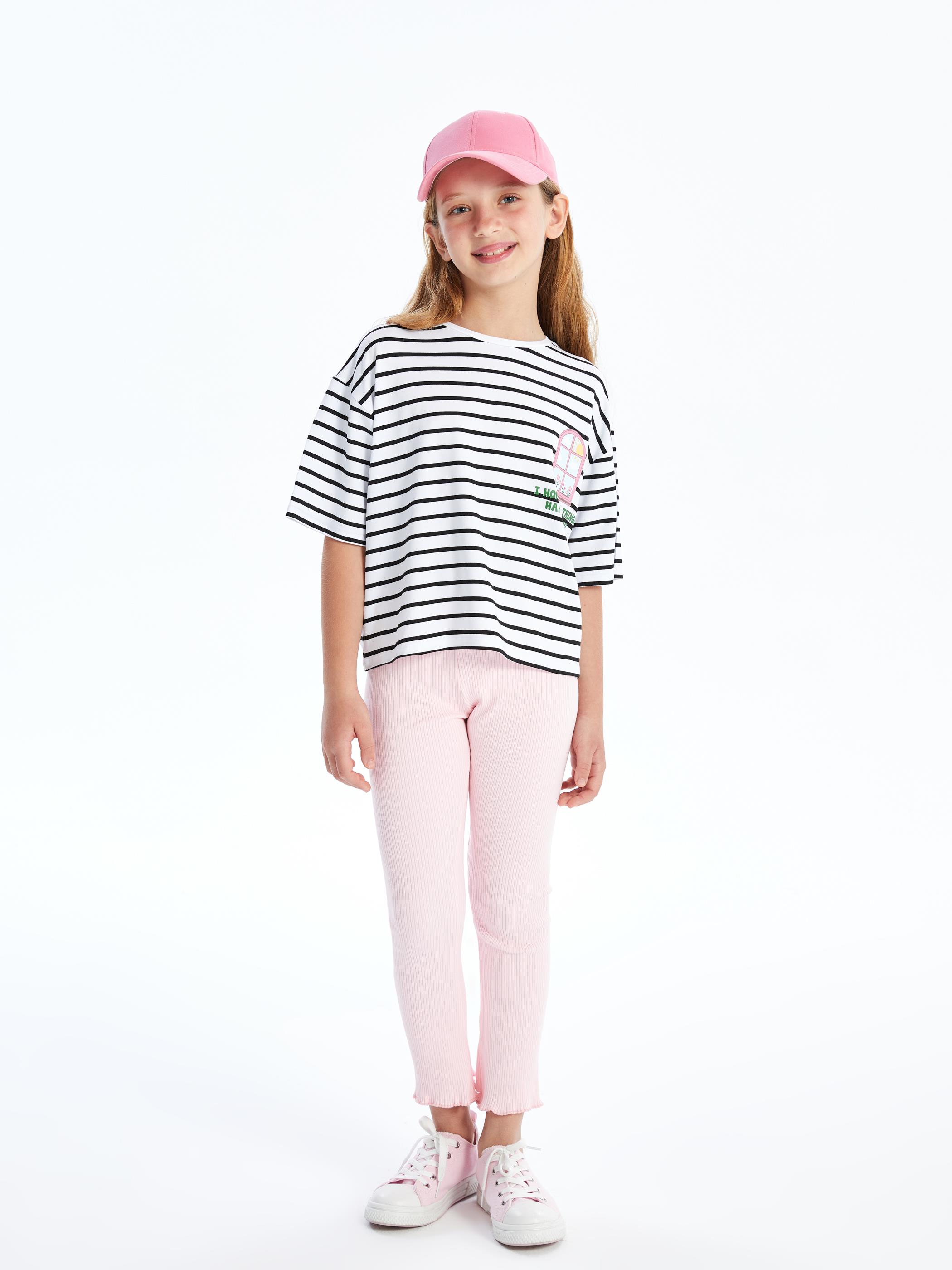 Rio - Fitlli Örme Detaylı Bol Paça Pantolon - Pembe