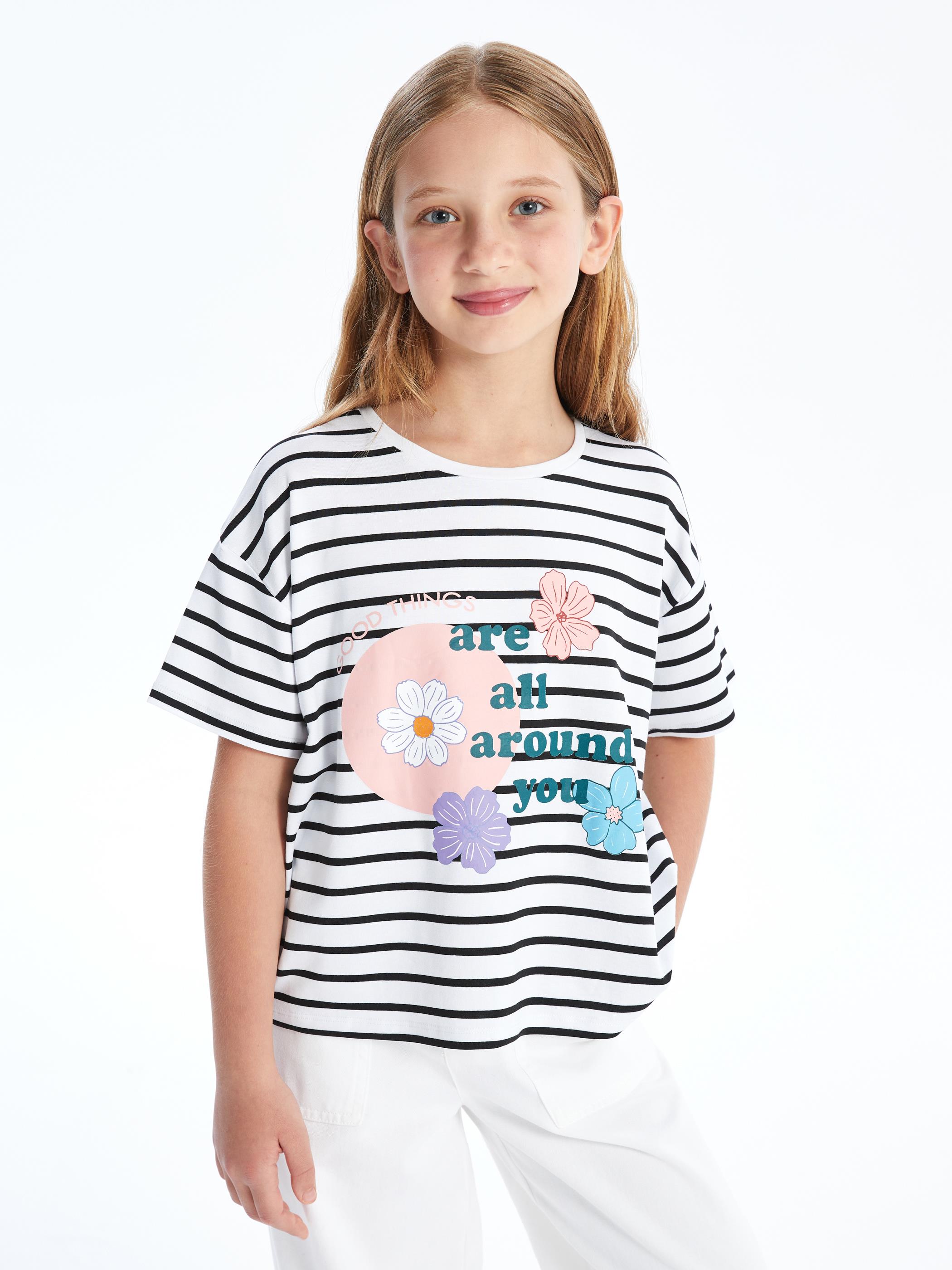 Rio- Örme Baskı Detaylı T-shirt - Çizgili