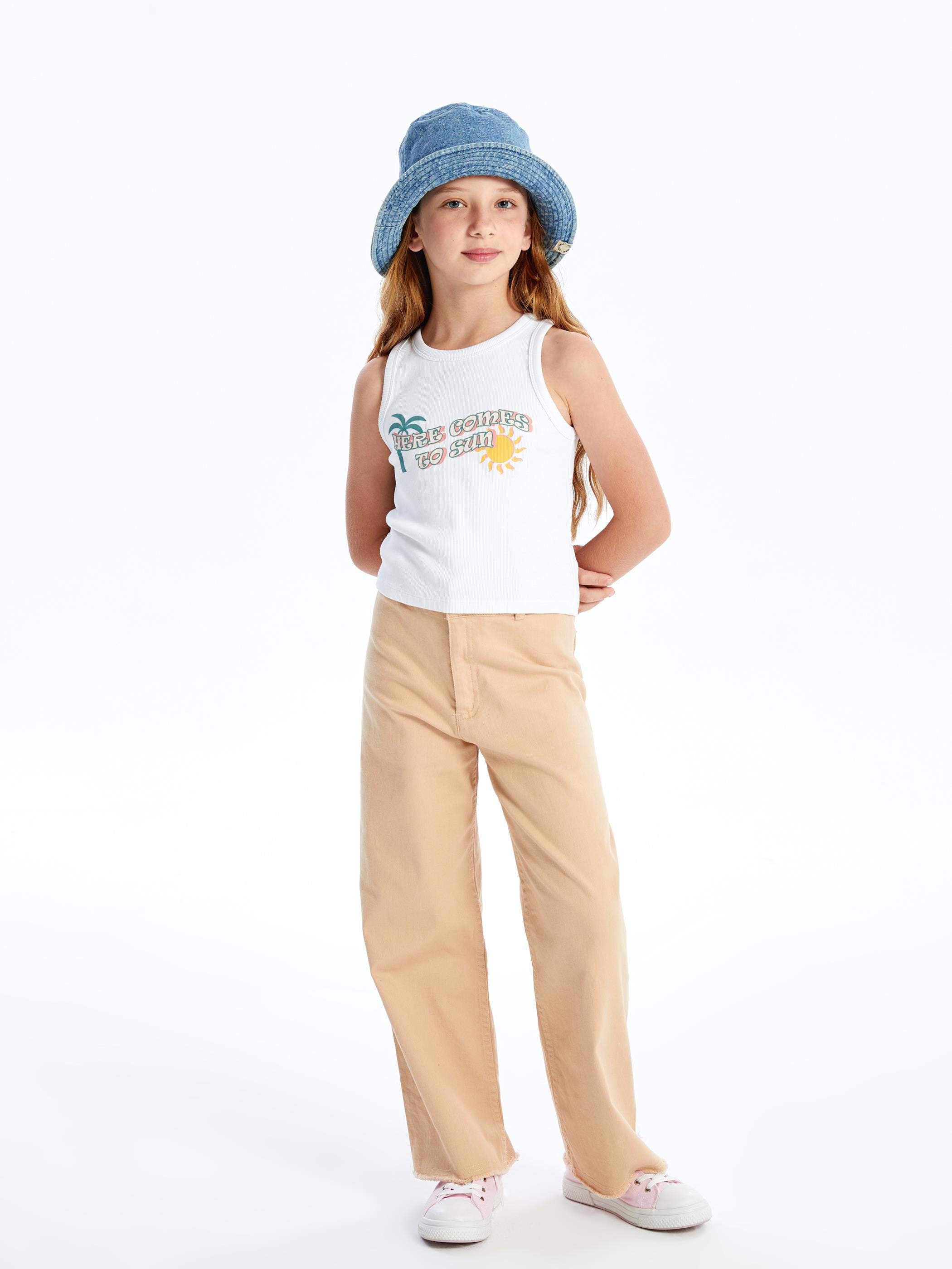 Salta Top - Örme Baskı Detaylı Askılı Tshirt - Beyaz