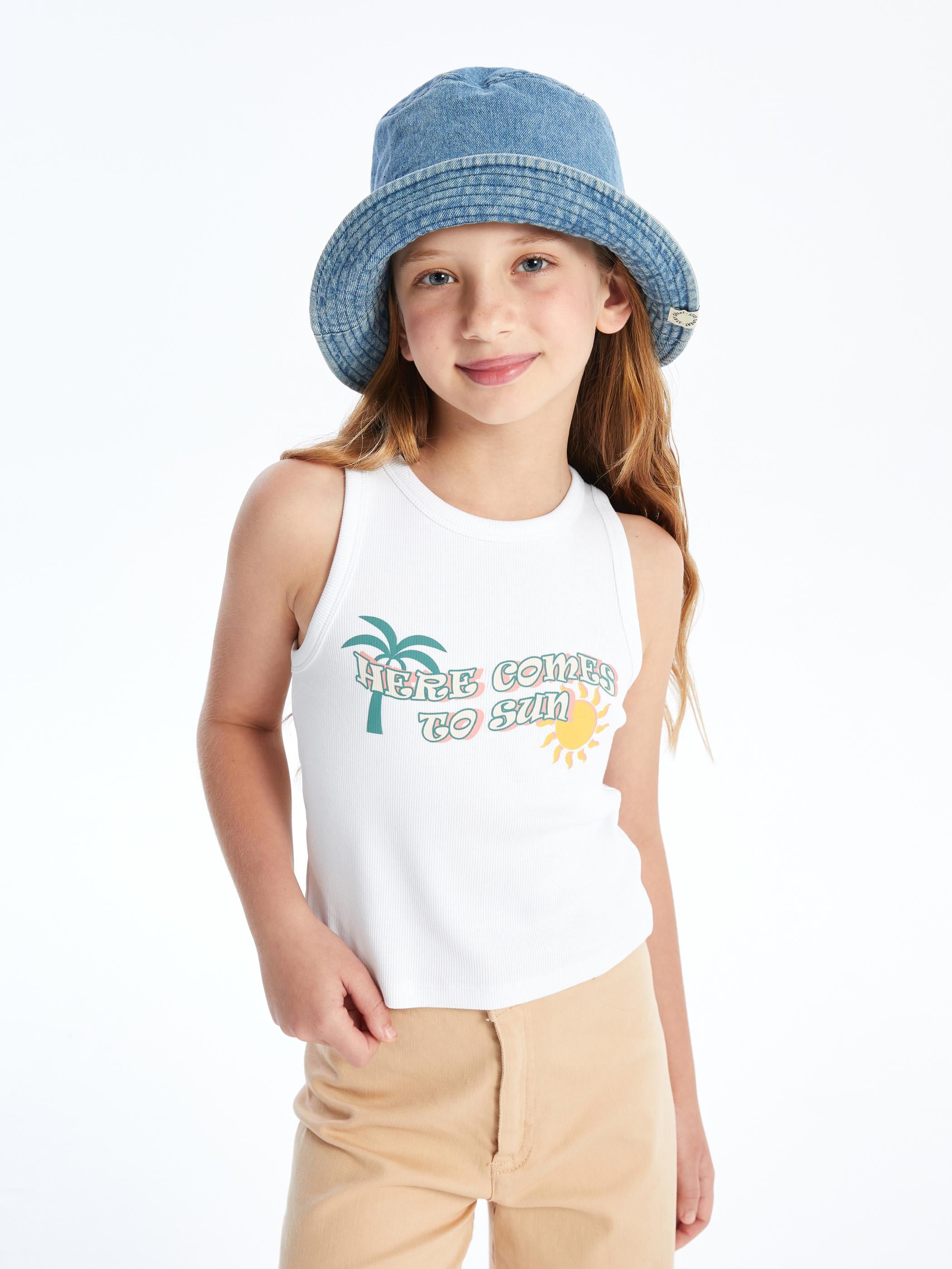 Salta Top - Örme Baskı Detaylı Askılı Tshirt - Beyaz