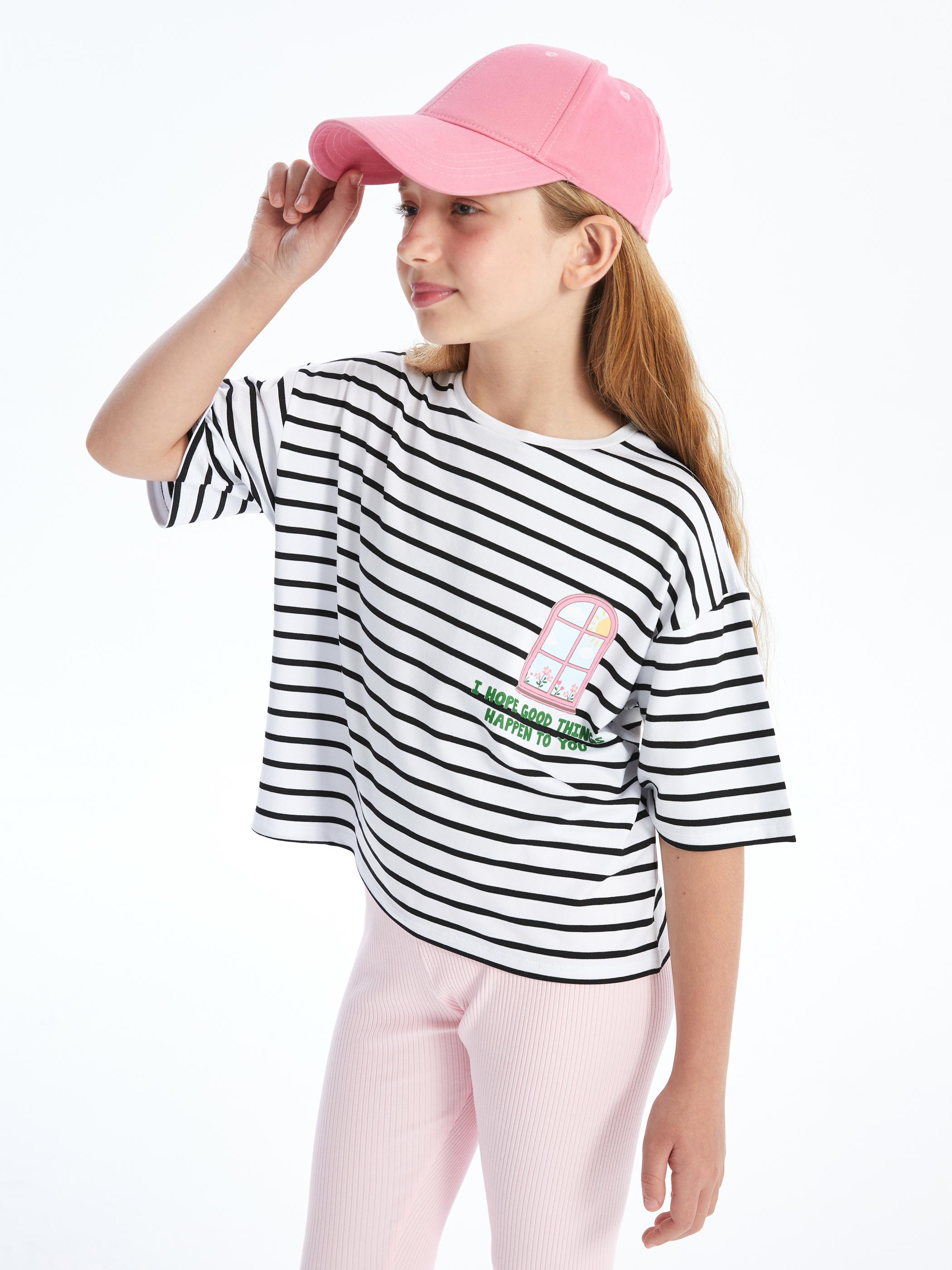 Salvador - Örme Baskı Detaylı T-shirt - Çizgili